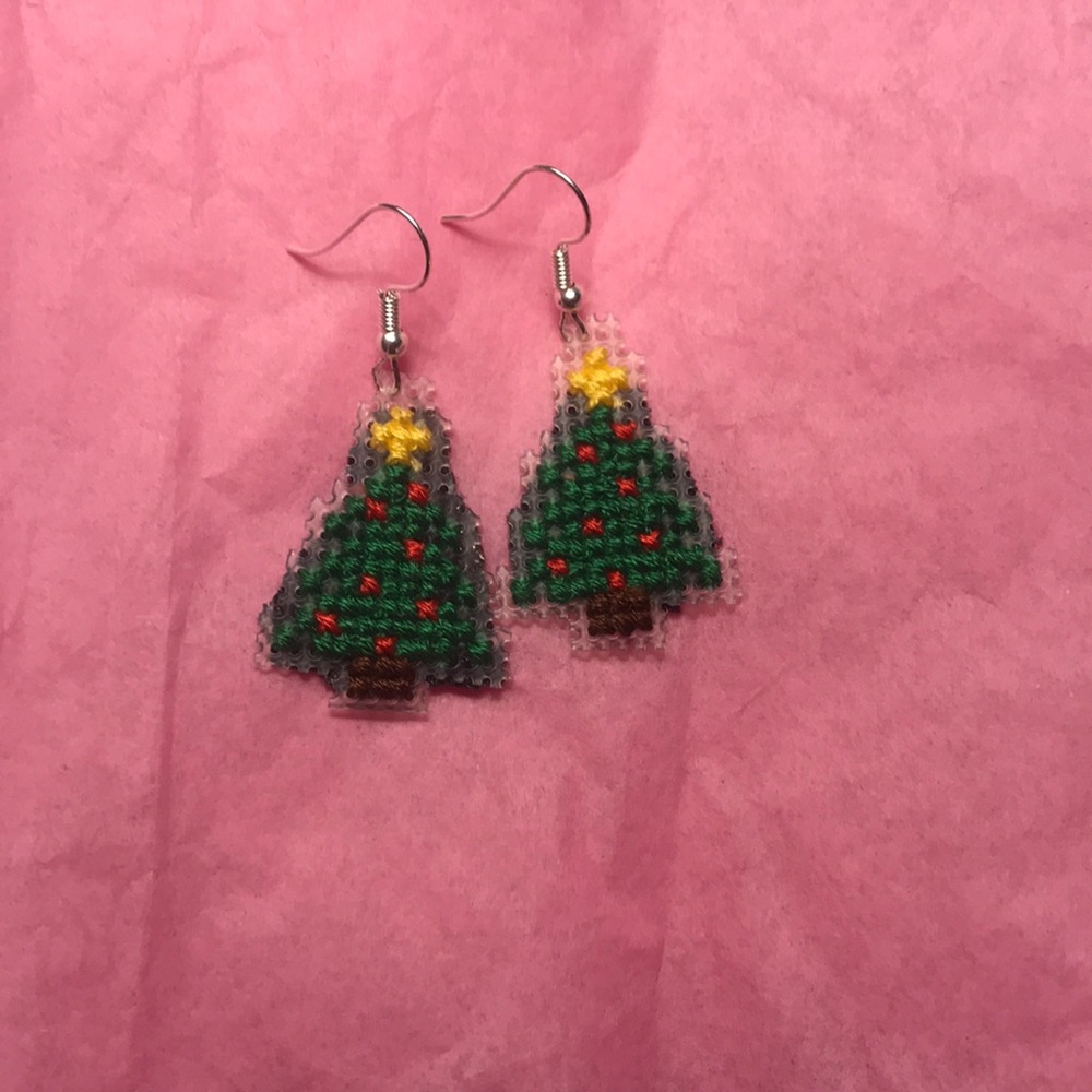 Hand-crafted Xmas tree earrings